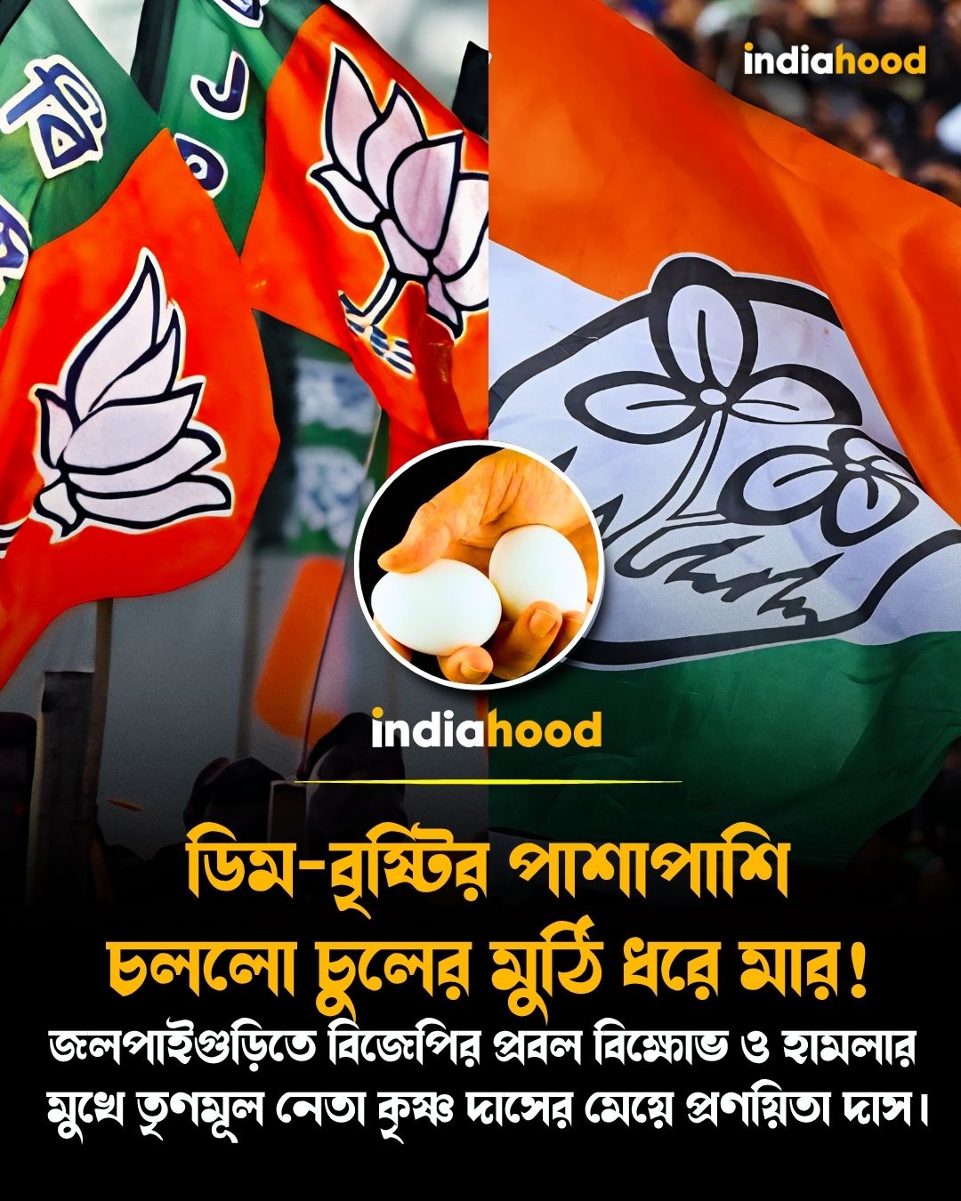 ডিম-বৃষ্টির পাশাপাশি চললো চুলের মুঠি ধরে মার!